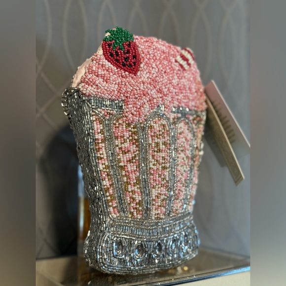 Beaded Strawberry Milkshake Clutch Crossbody Bag - Picture 3 of 7